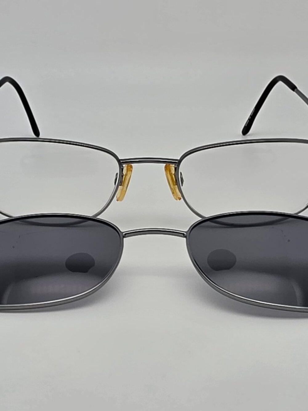 Cargo C 5013 20 Silver Eyeglasses Frame w/ Clip-On Polarized Grey Sunglasses